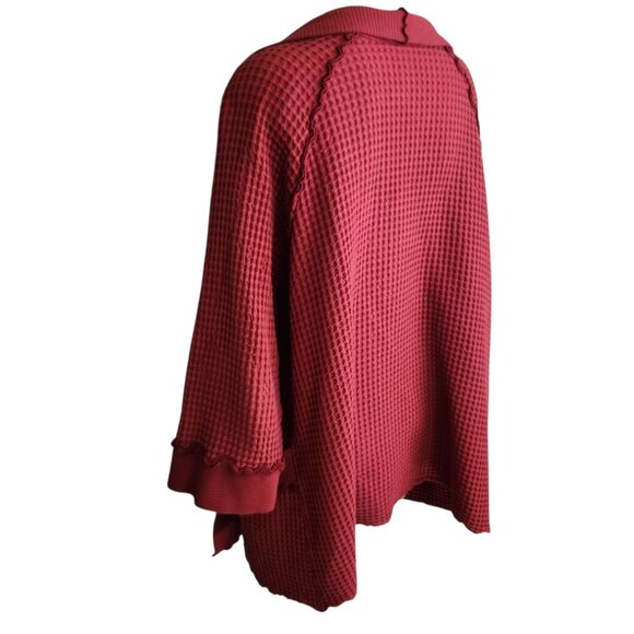 Focus Casual Life Waffle Cardigan Jacket Size Large Lagenlook Burnt Orange - Picture 6 of 9